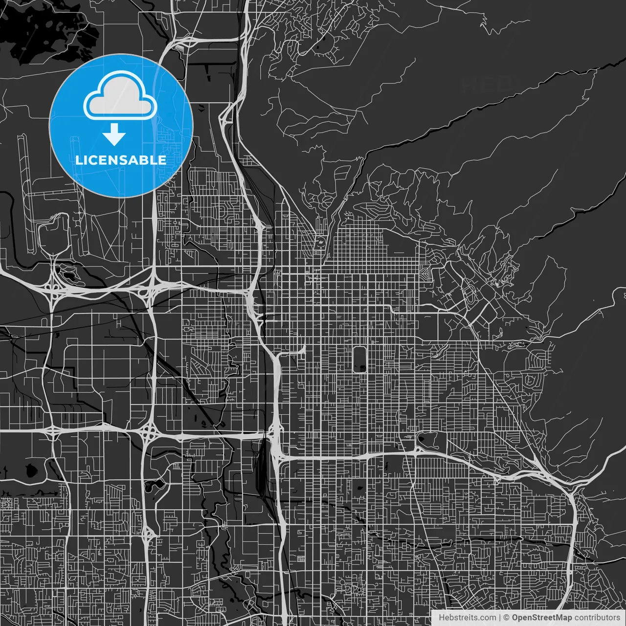 Salt Lake City, Utah - Area Map - Dark