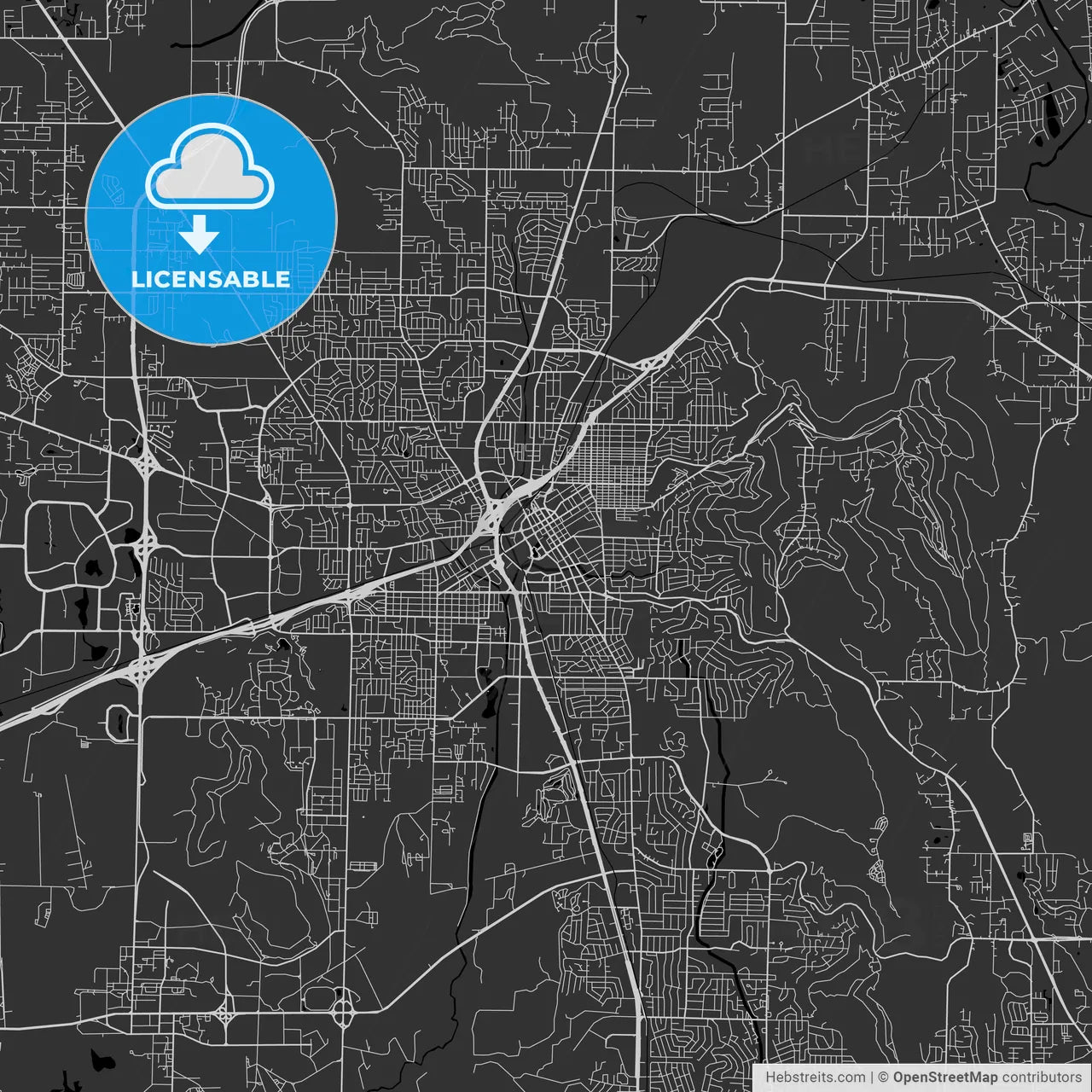 Huntsville, Alabama - Area Map - Dark