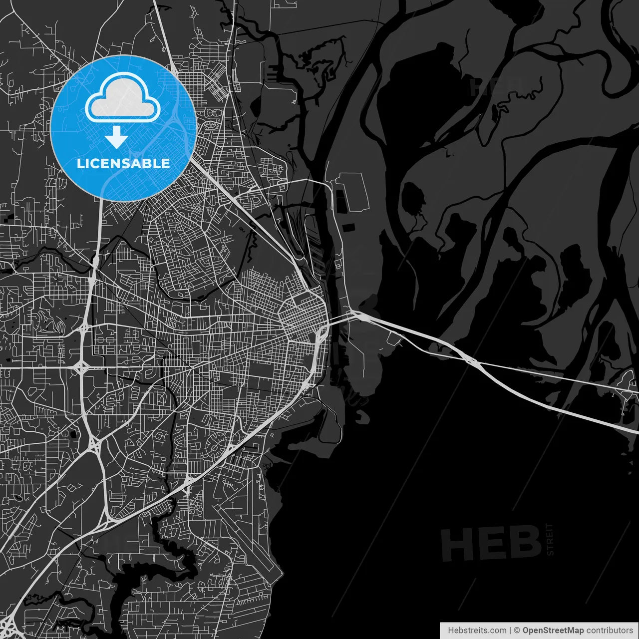 Mobile, Alabama - Area Map - Dark