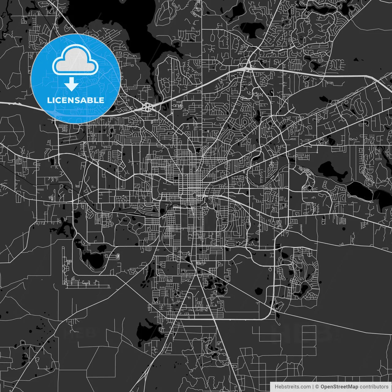 Tallahassee, Florida - Area Map - Dark