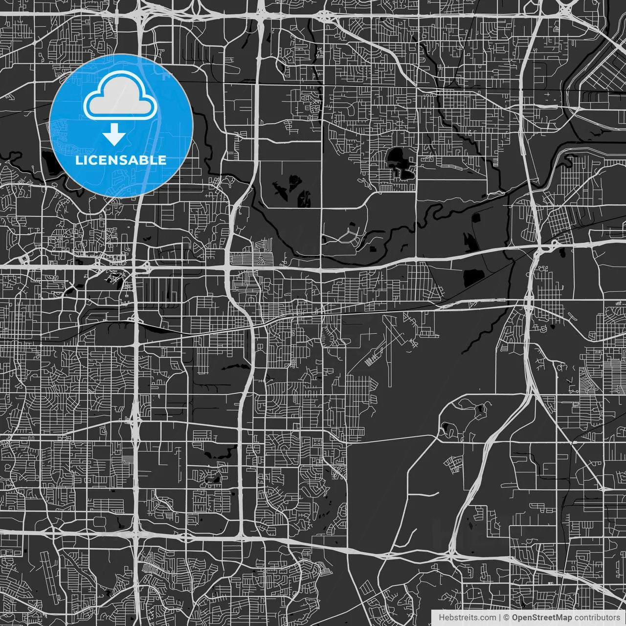 Grand Prairie, Texas - Area Map - Dark
