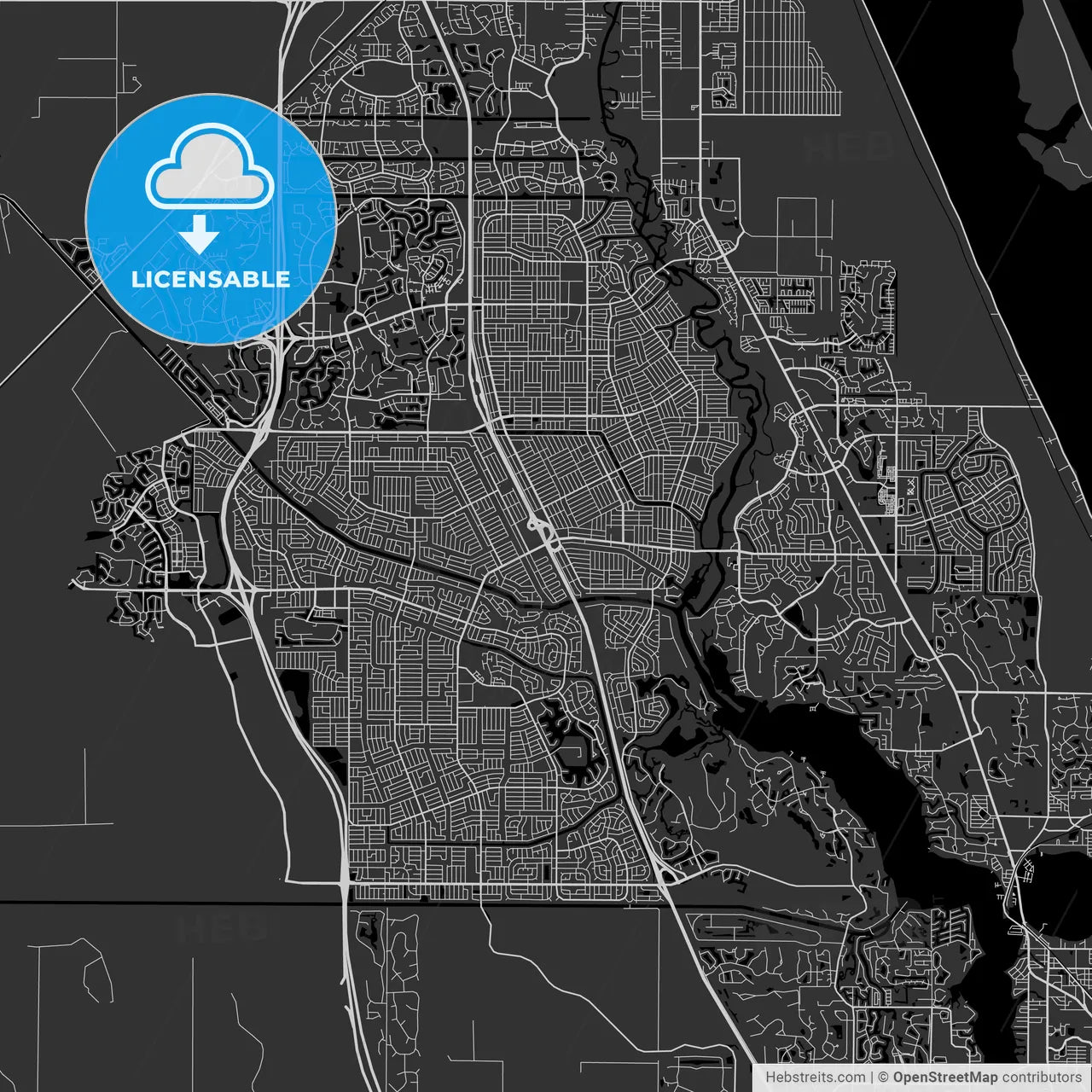 Port St. Lucie, Florida - Area Map - Dark