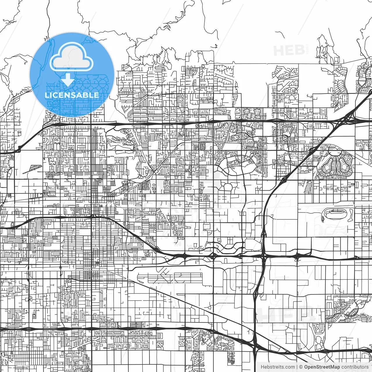 Rancho Cucamonga, California - Area Map - Light