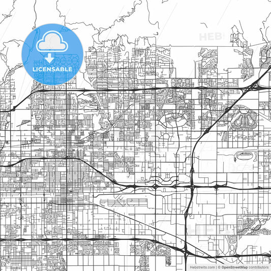 Rancho Cucamonga, California - Area Map - Light