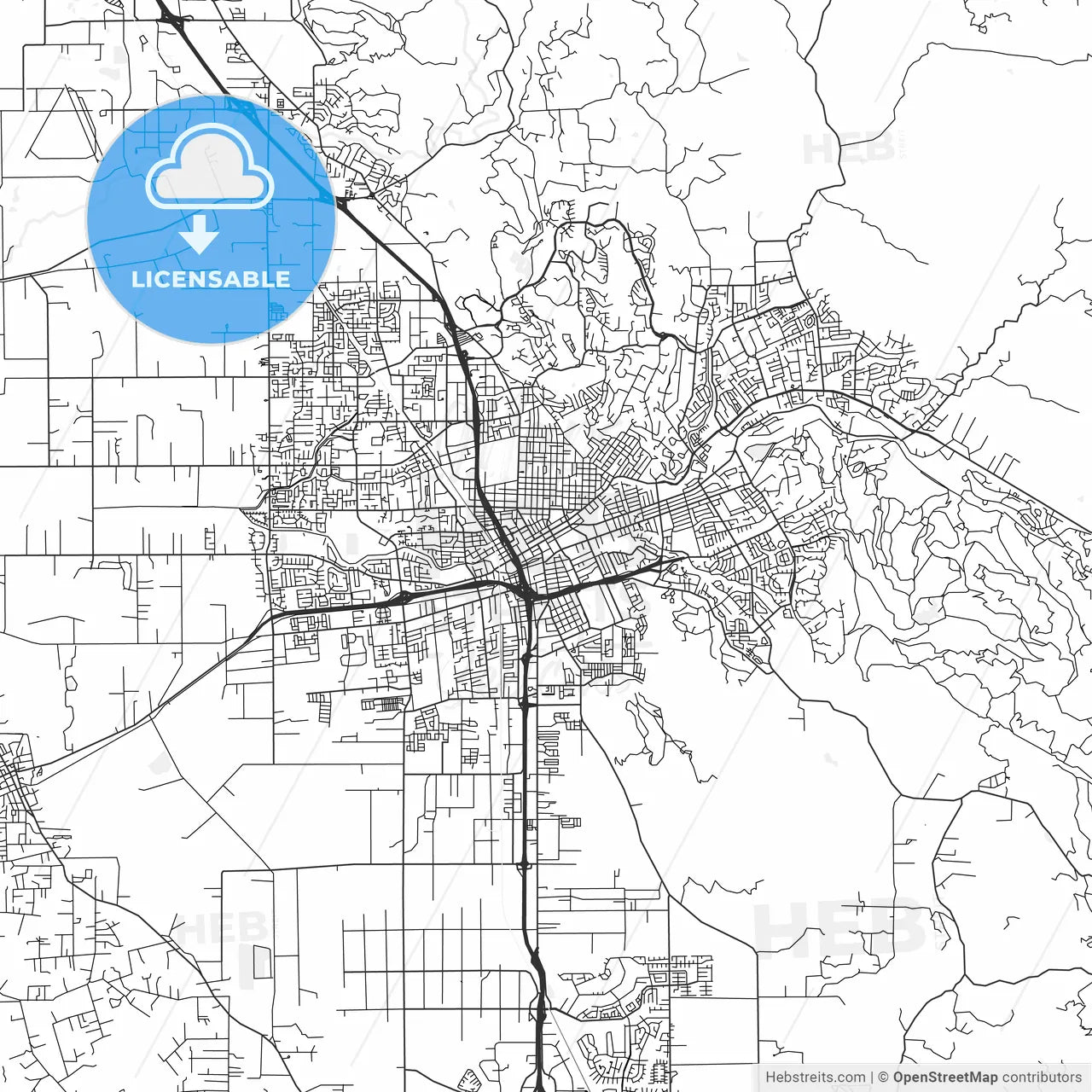 Santa Rosa, California - Area Map - Light
