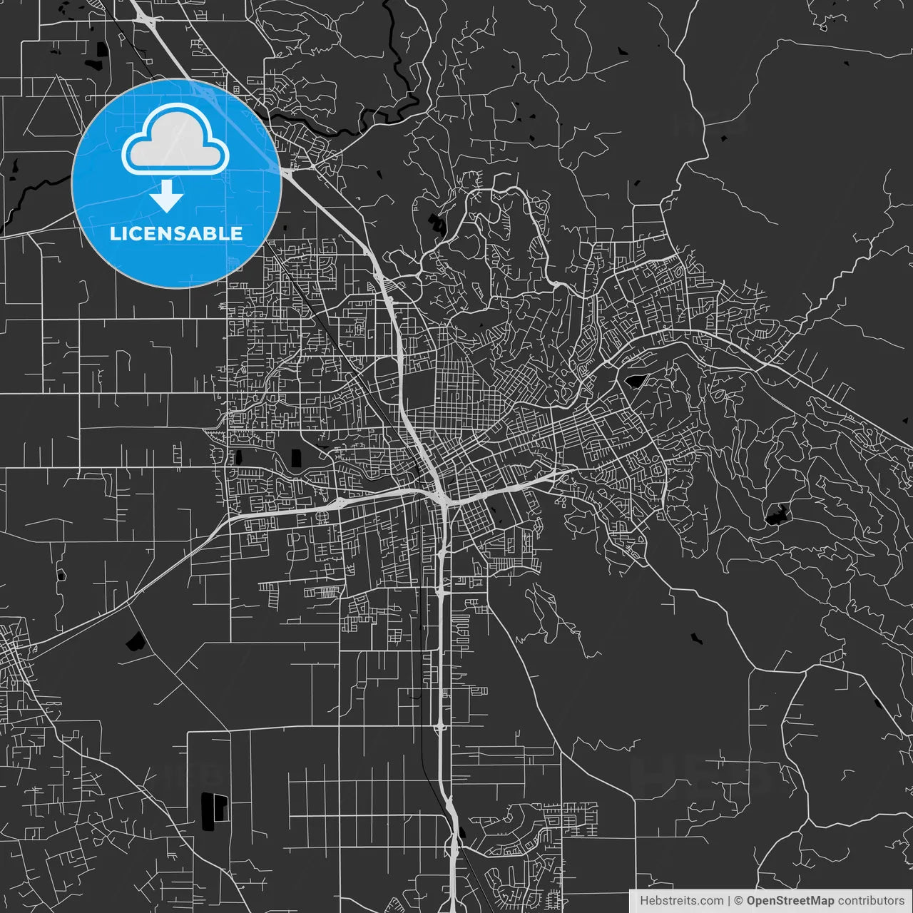 Santa Rosa, California - Area Map - Dark