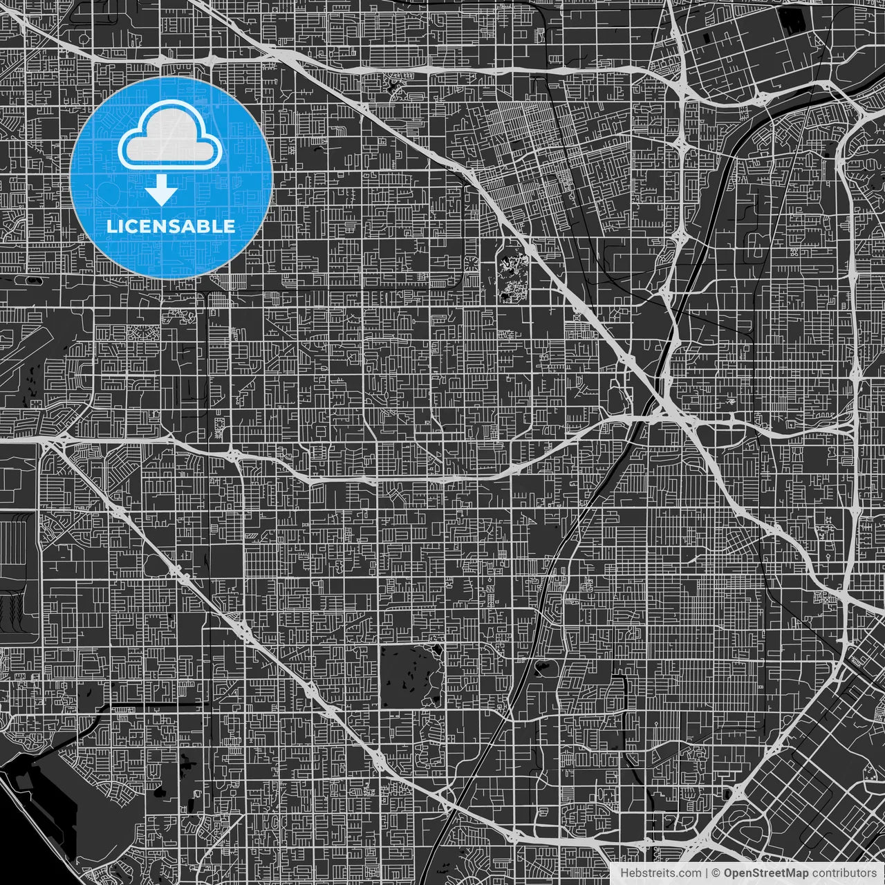 Garden Grove, California - Area Map - Dark