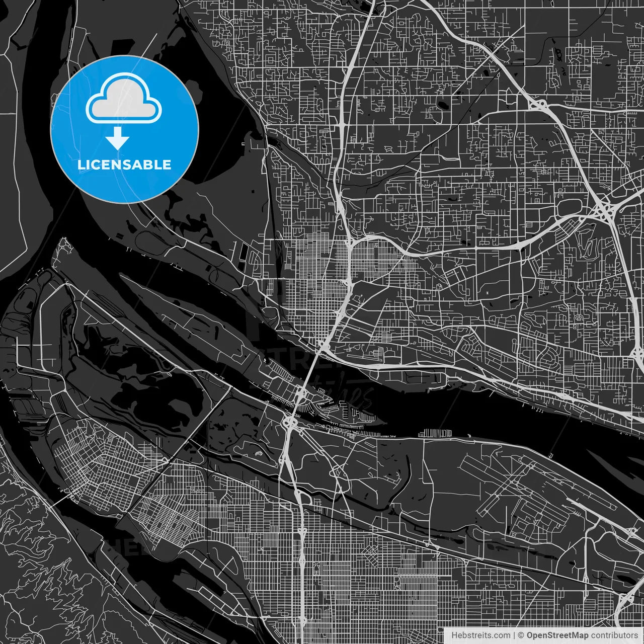 Vancouver, Washington - Area Map - Dark