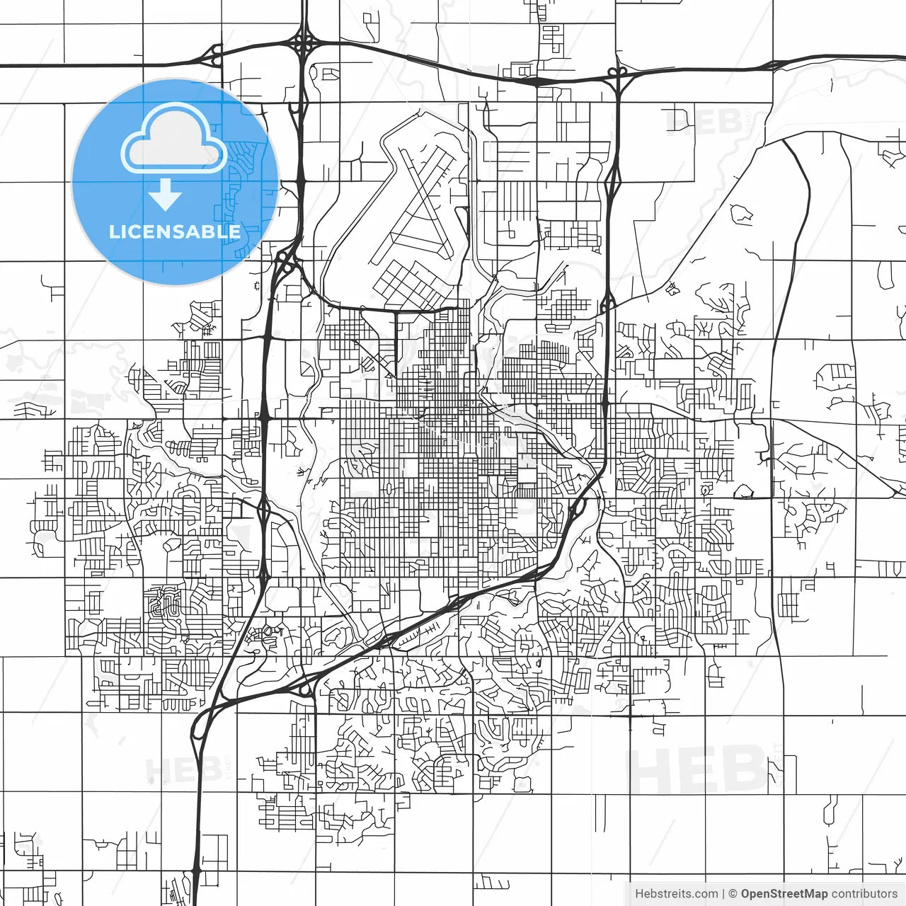 Sioux Falls, South Dakota - Area Map - Light