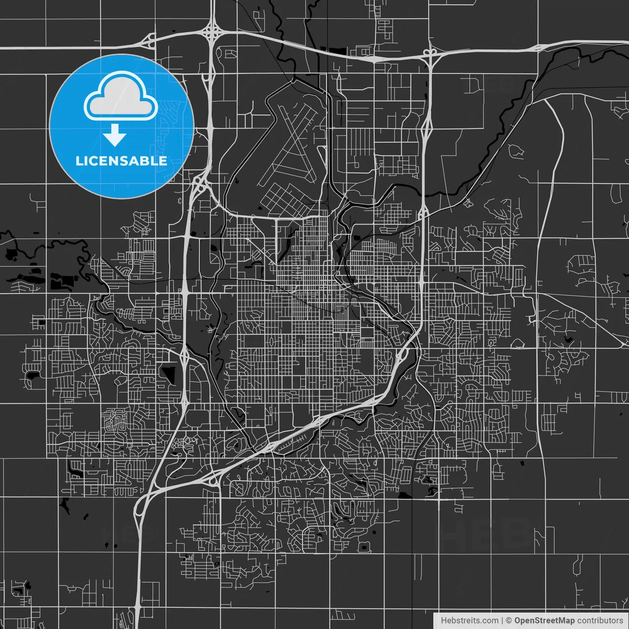 Sioux Falls, South Dakota - Area Map - Dark
