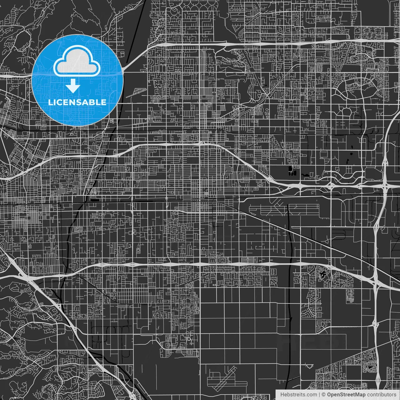 Ontario, California - Area Map - Dark