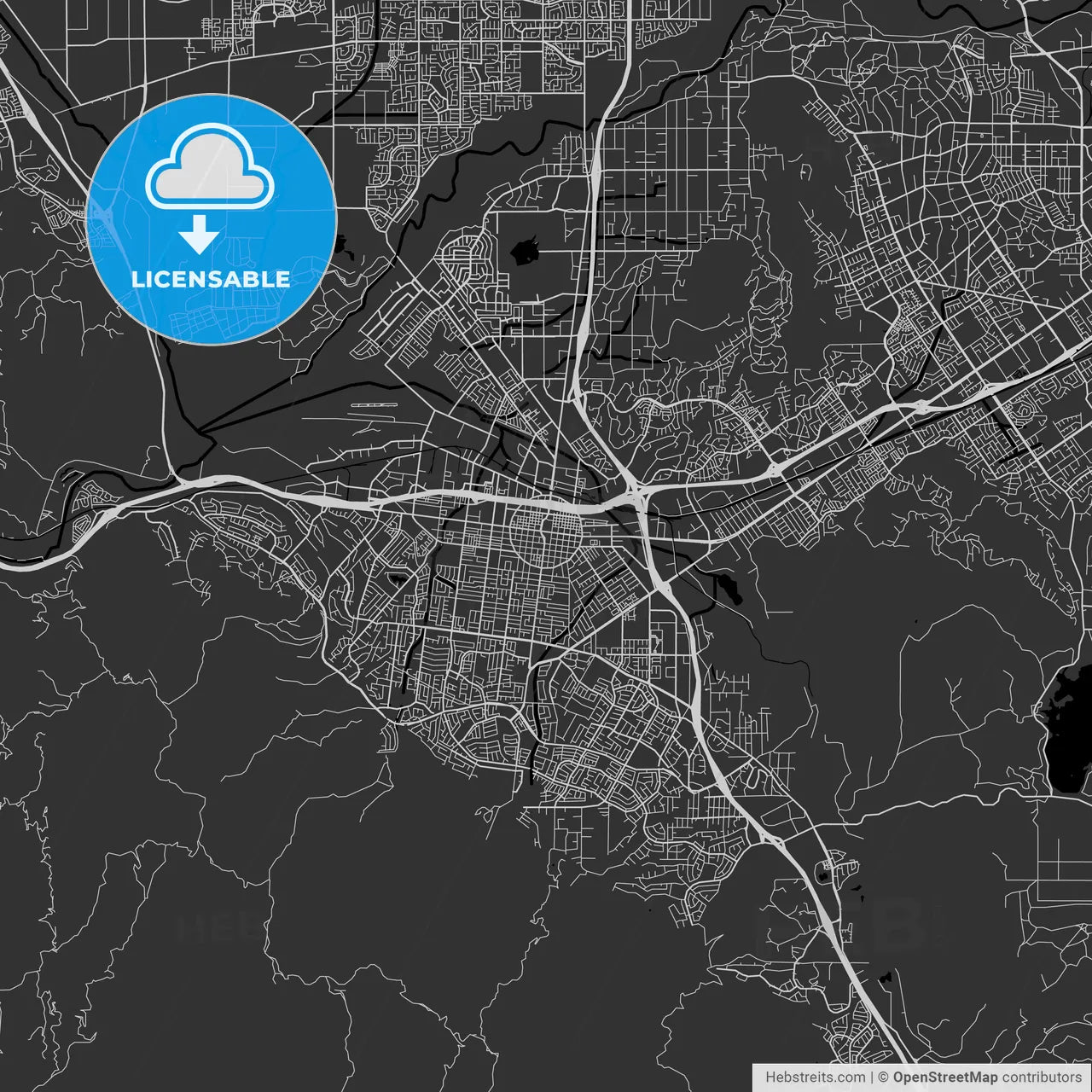 Corona, California - Area Map - Dark