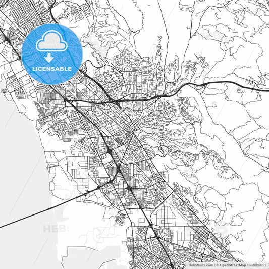 Hayward, California - Area Map - Light