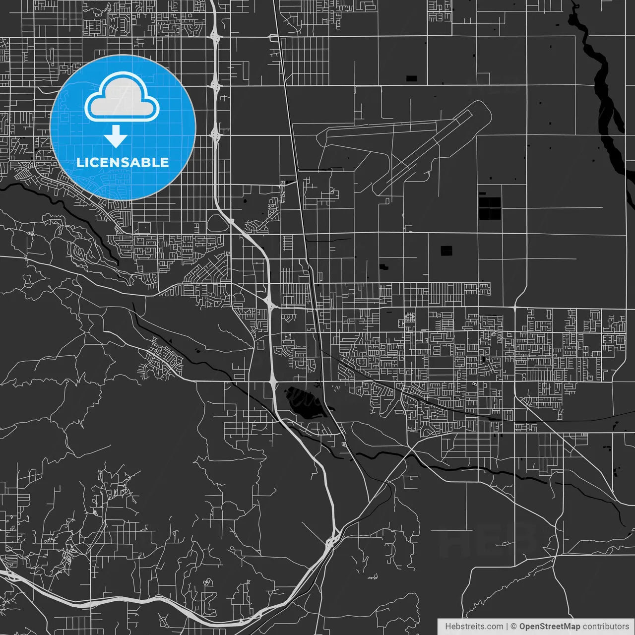 Palmdale, California - Area Map - Dark