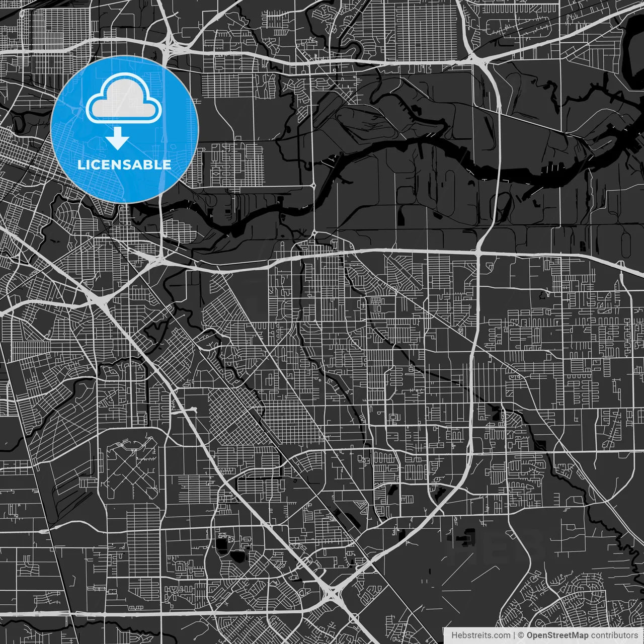 Pasadena, Texas - Area Map - Dark