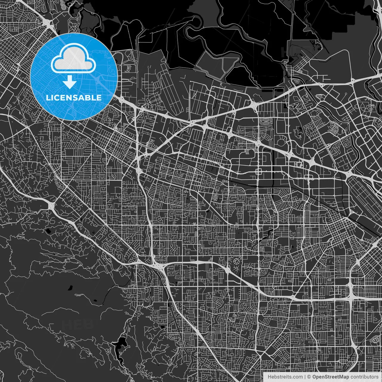Sunnyvale, California - Area Map - Dark