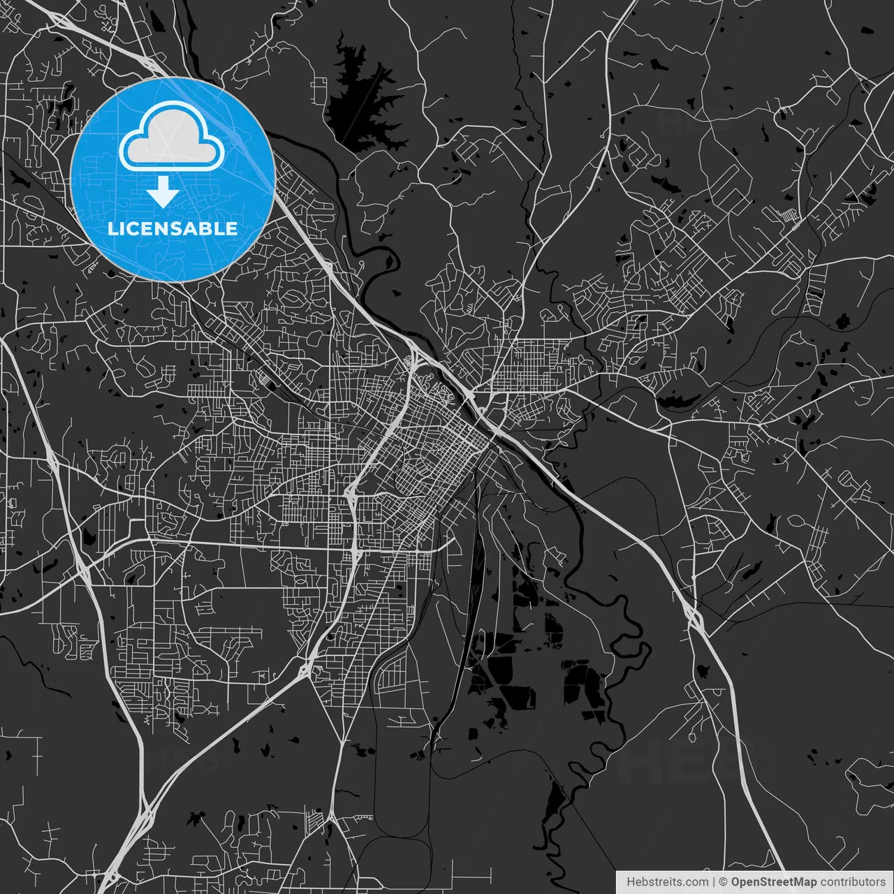 Macon, Georgia - Area Map - Dark