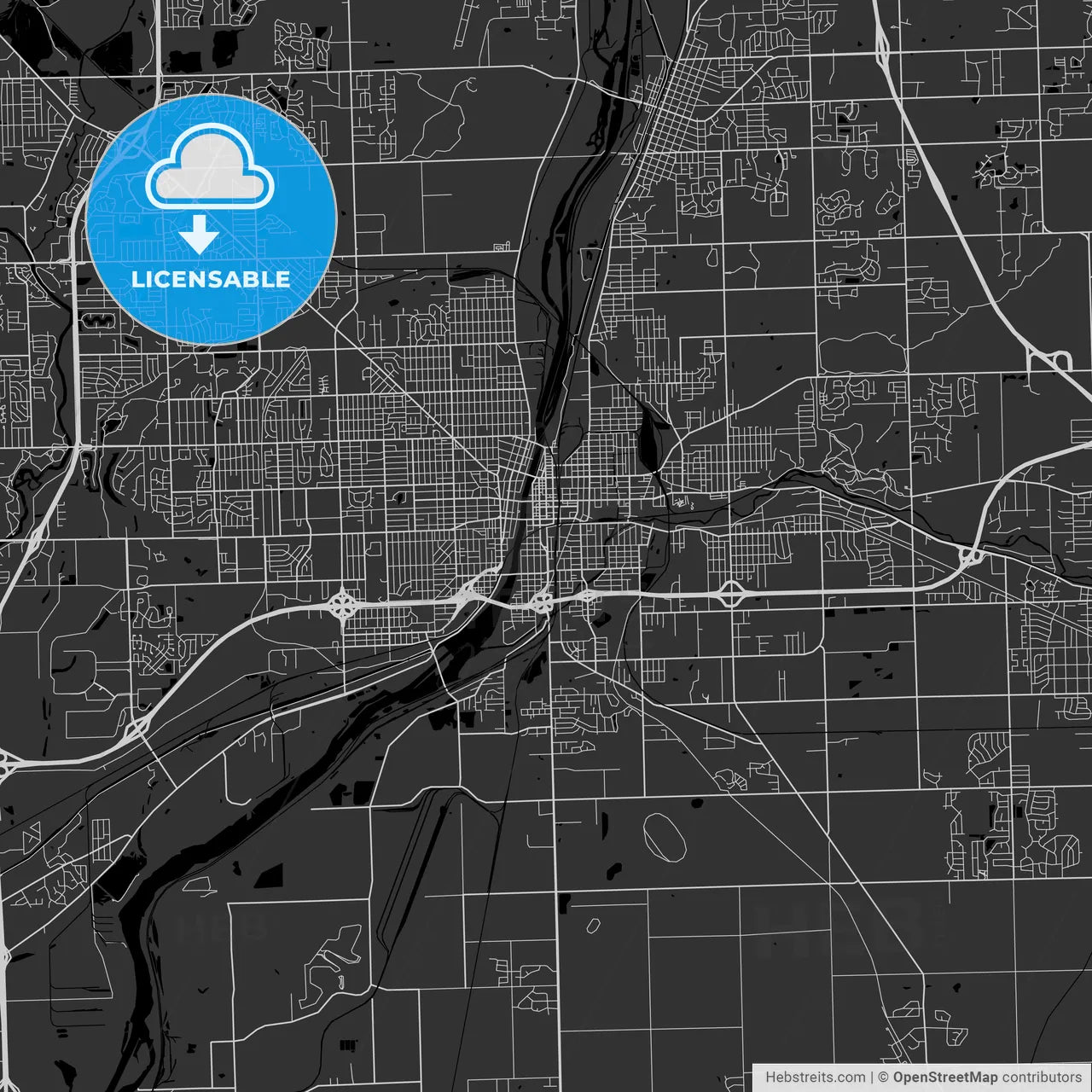 Joliet, Illinois - Area Map - Dark