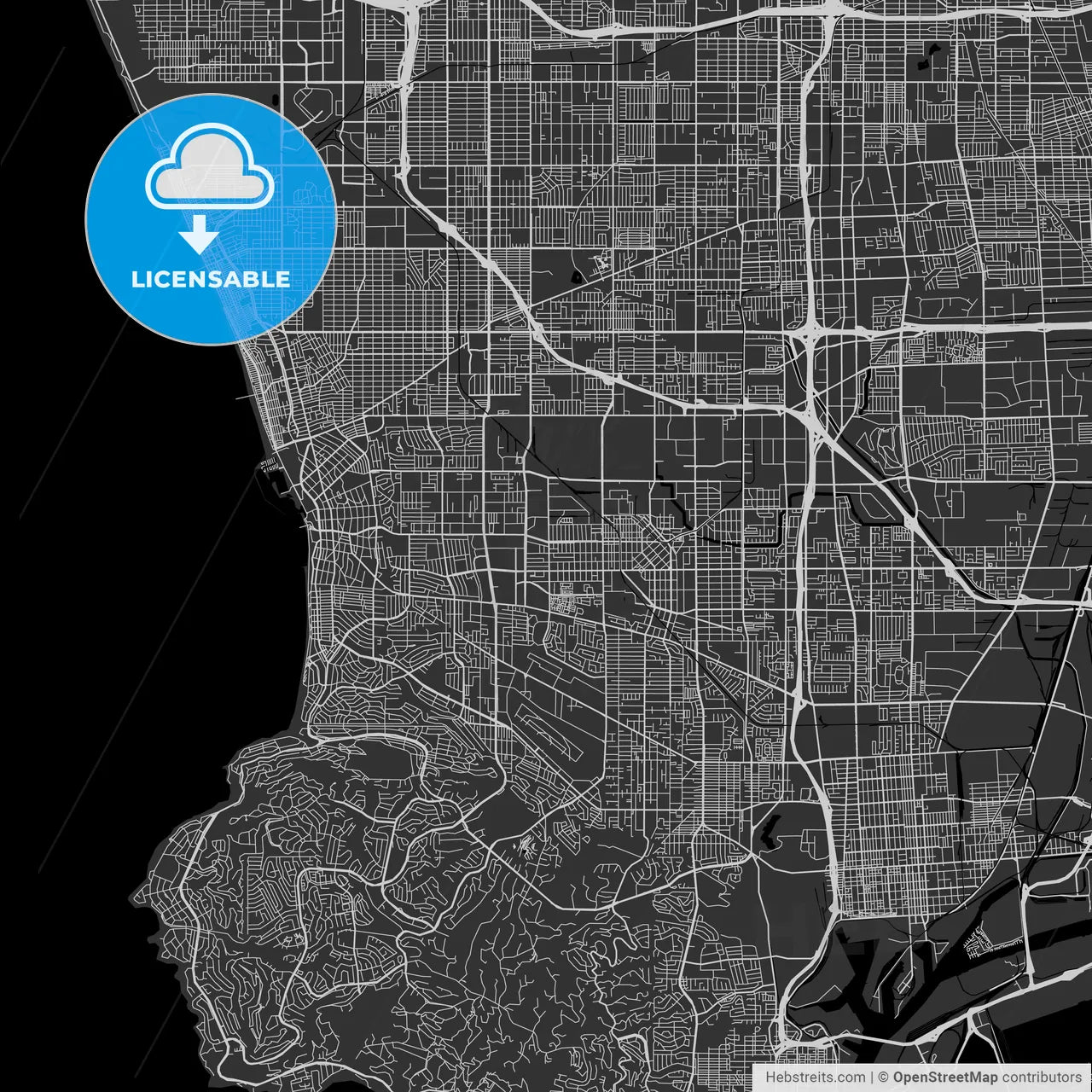 Torrance, California - Area Map - Dark