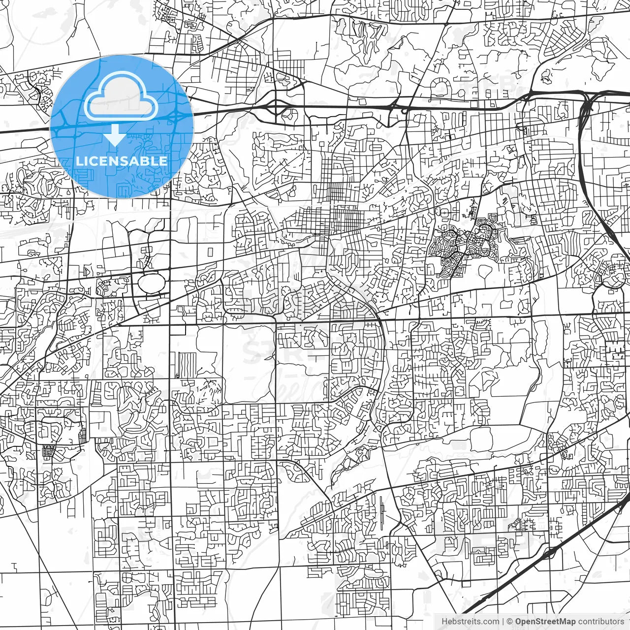 Naperville, Illinois - Area Map - Light