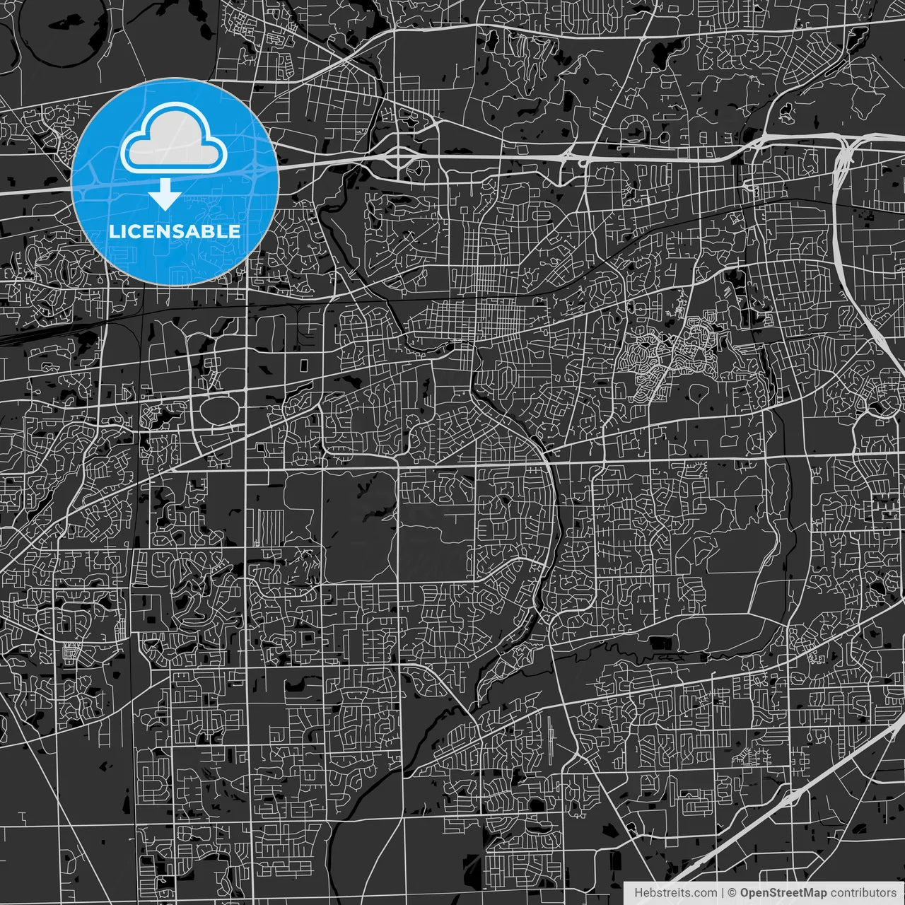 Naperville, Illinois - Area Map - Dark