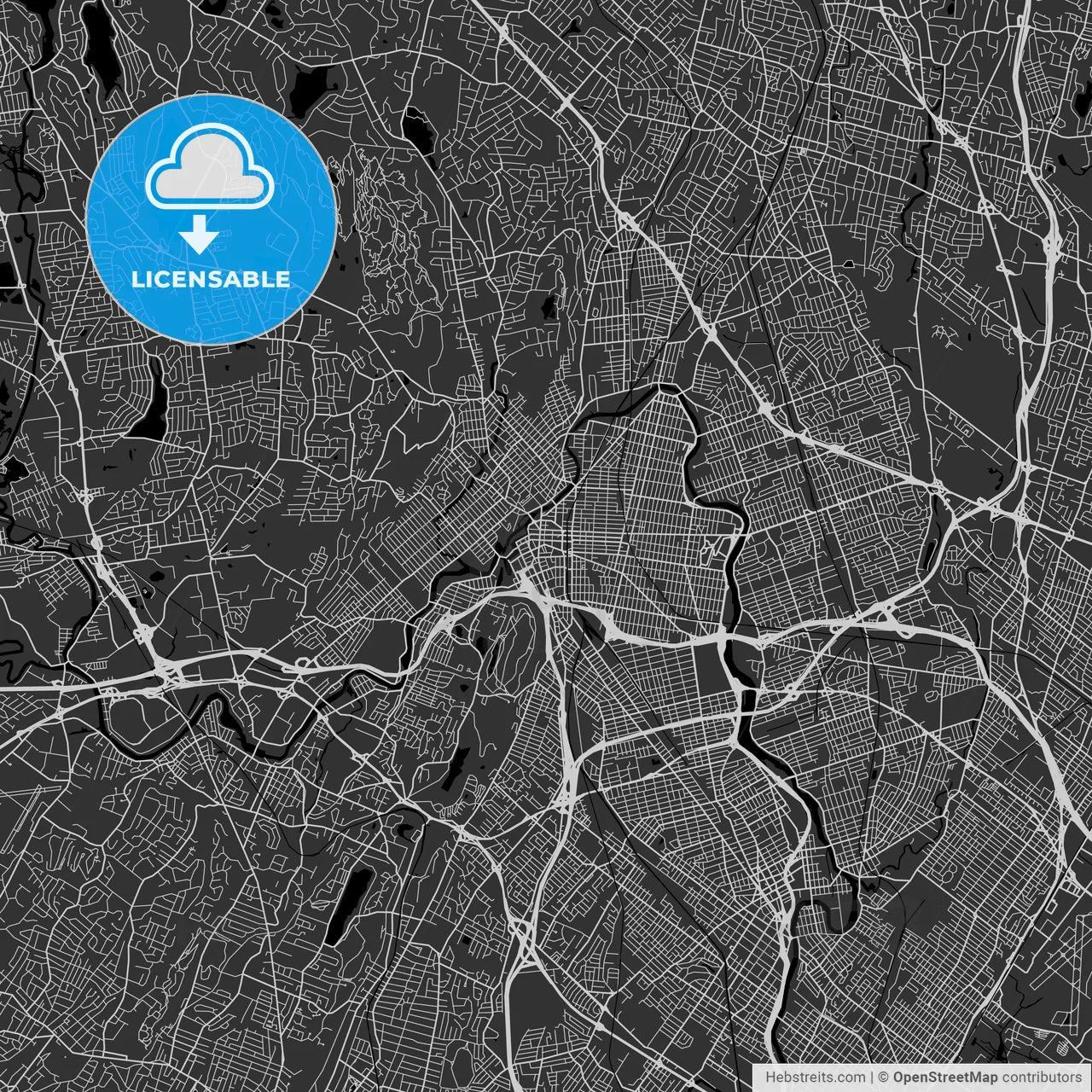 Paterson, New Jersey - Area Map - Dark