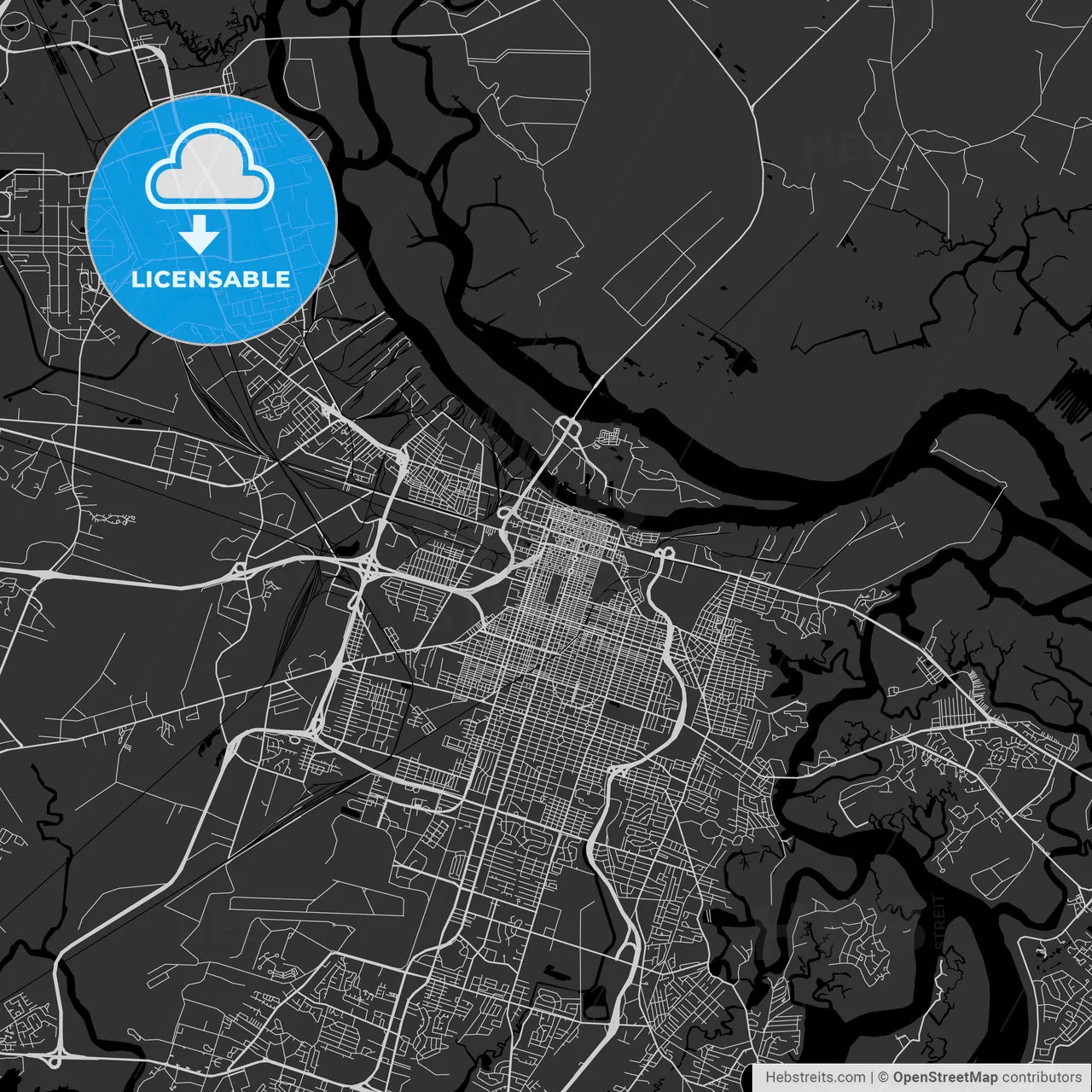 Savannah, Georgia - Area Map - Dark
