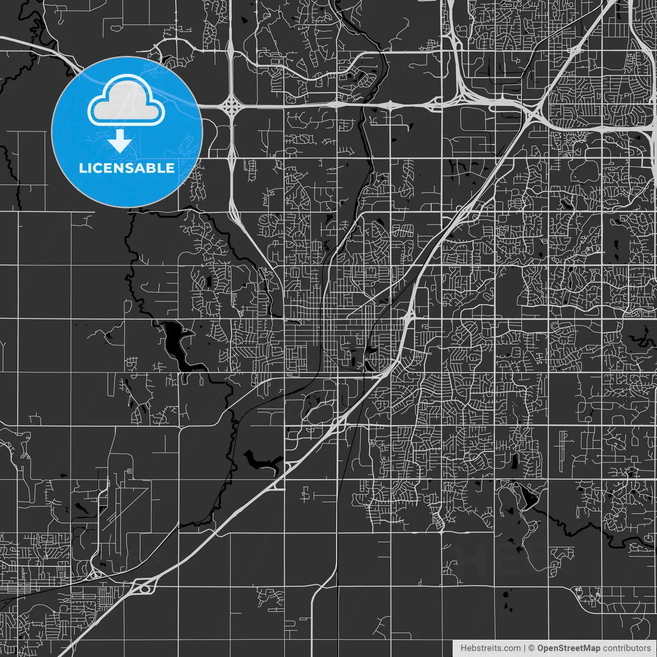 Olathe, Kansas - Area Map - Dark