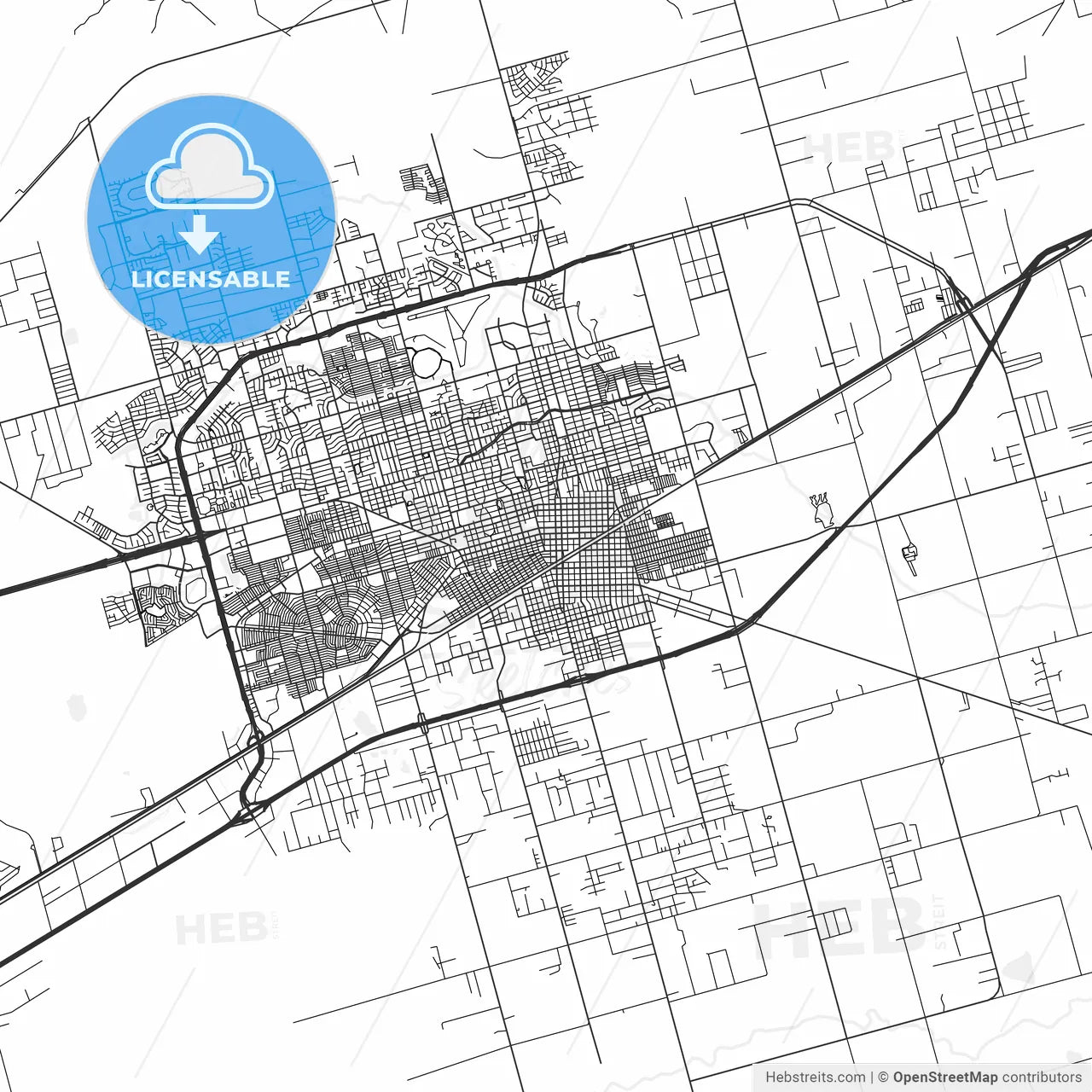 Midland, Texas - Area Map - Light