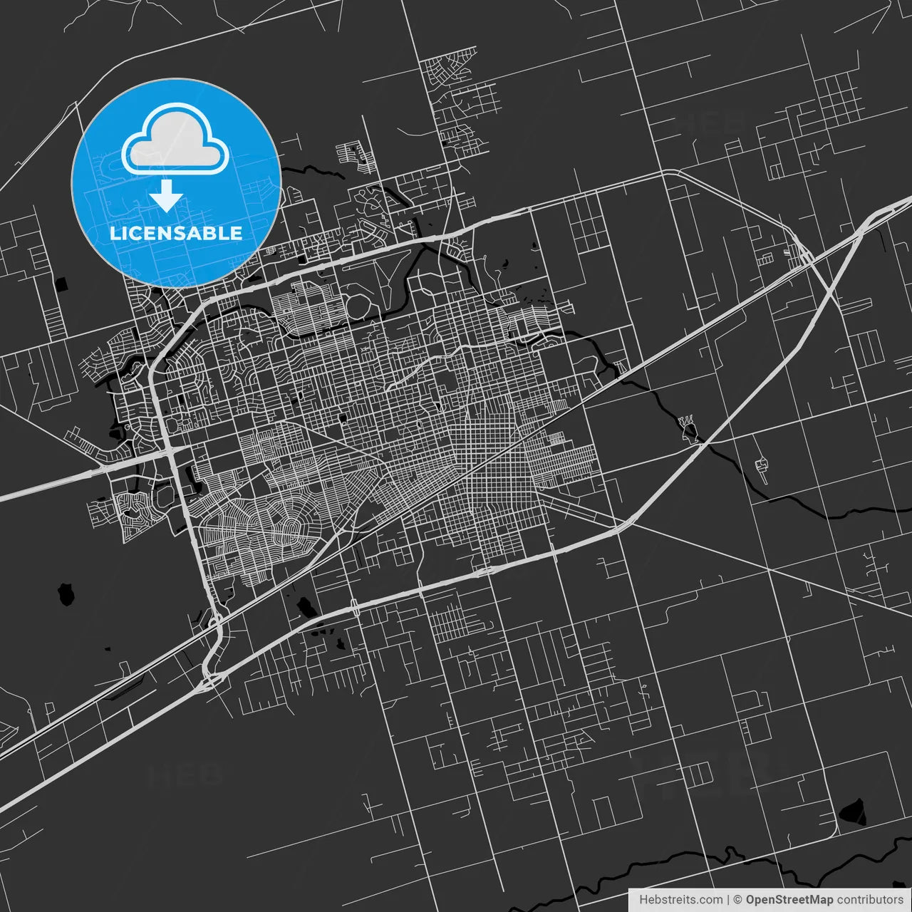 Midland, Texas - Area Map - Dark