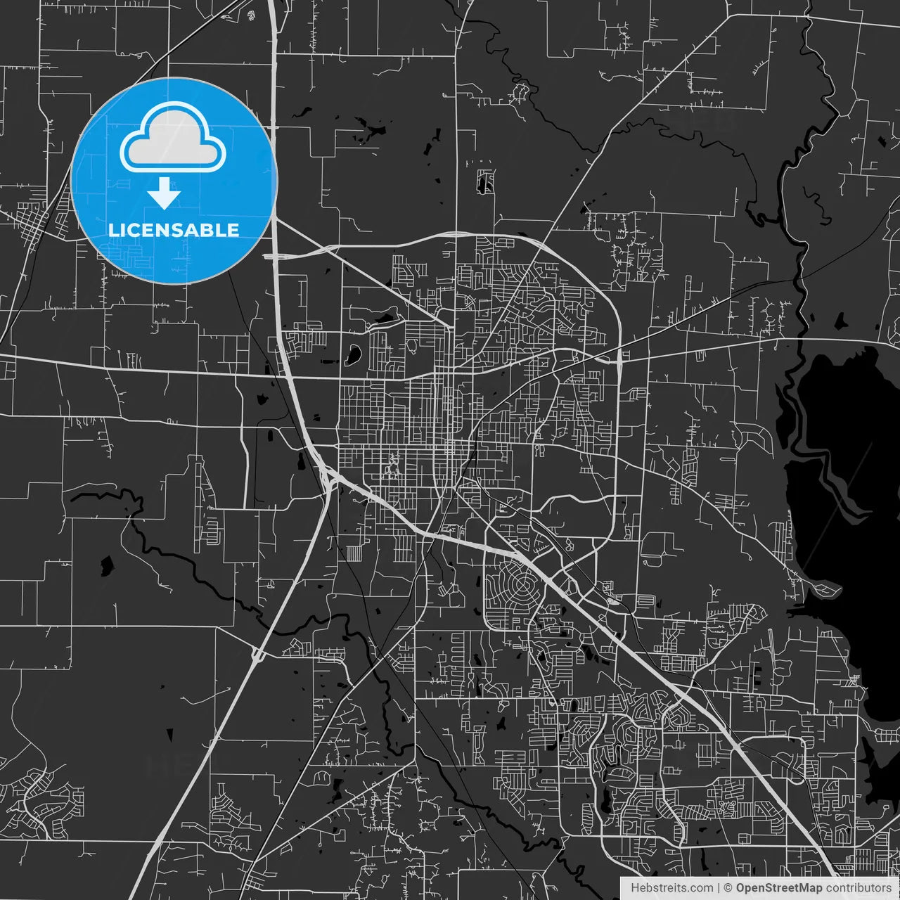 Denton, Texas - Area Map - Dark