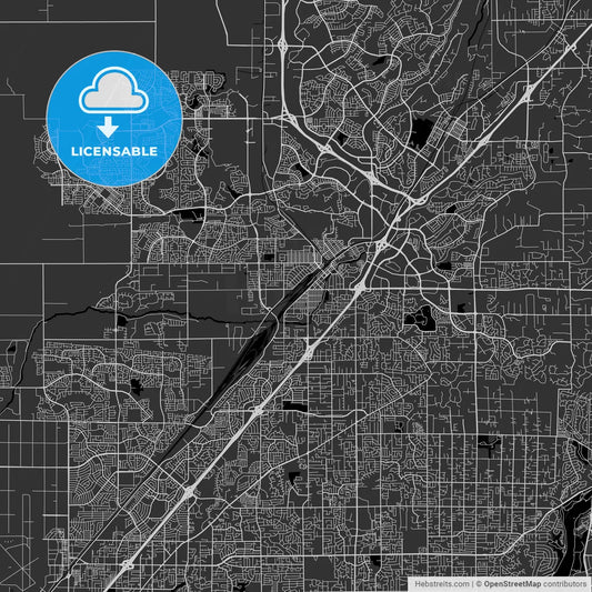 Roseville, California - Area Map - Dark