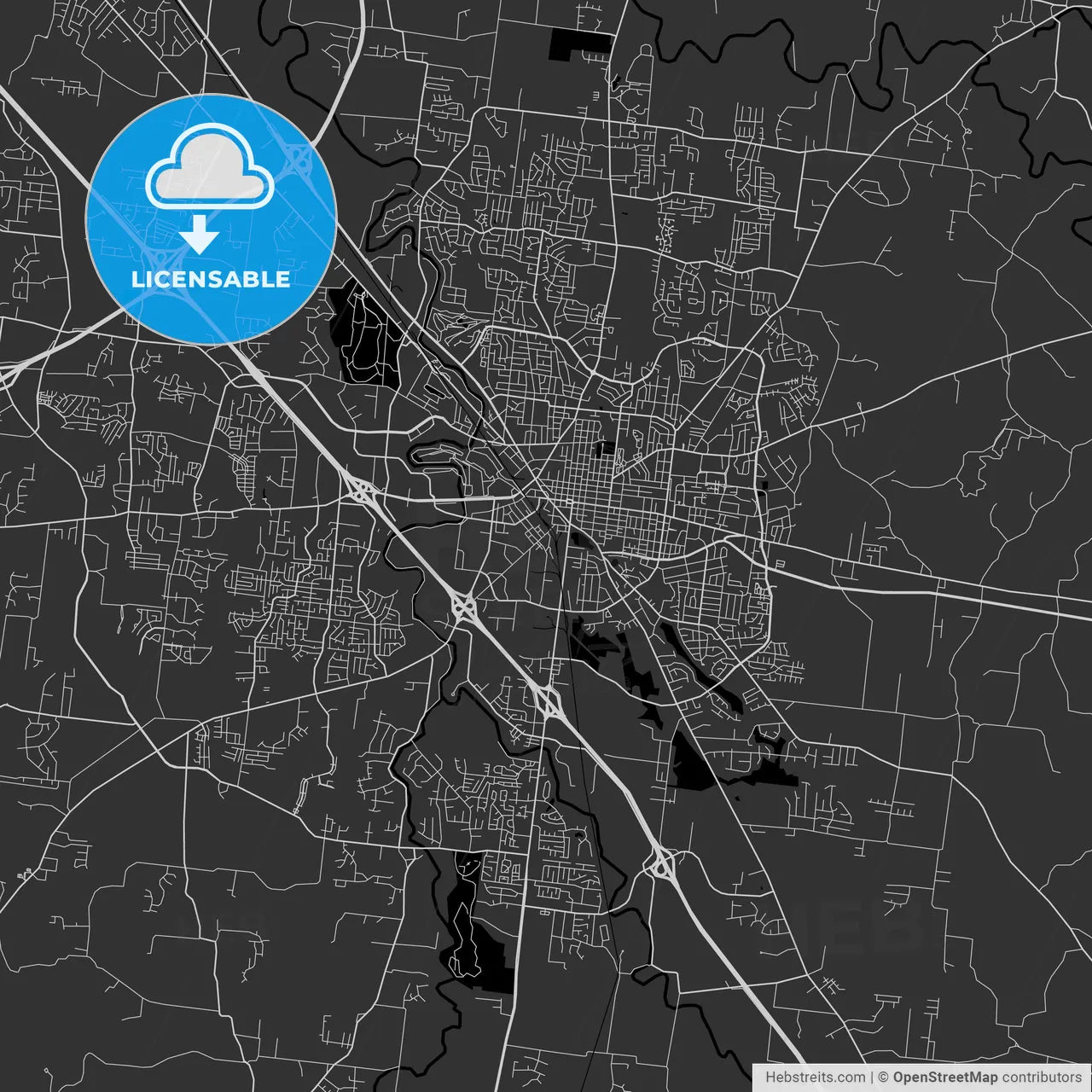 Murfreesboro, Tennessee - Area Map - Dark