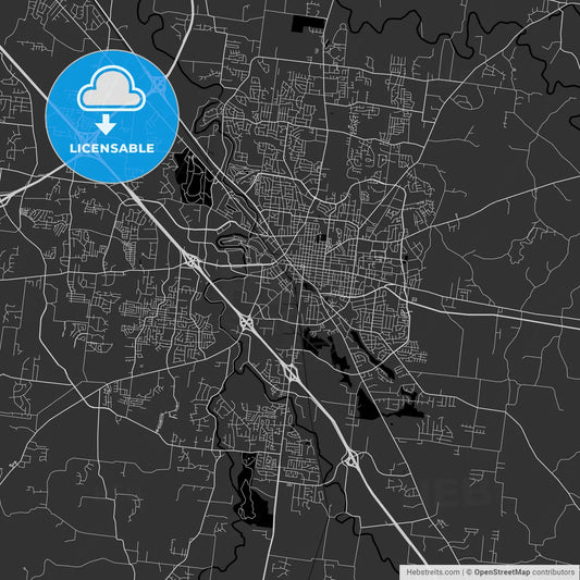 Murfreesboro, Tennessee - Area Map - Dark