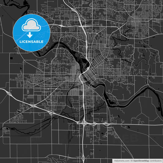 Cedar Rapids, Iowa - Area Map - Dark