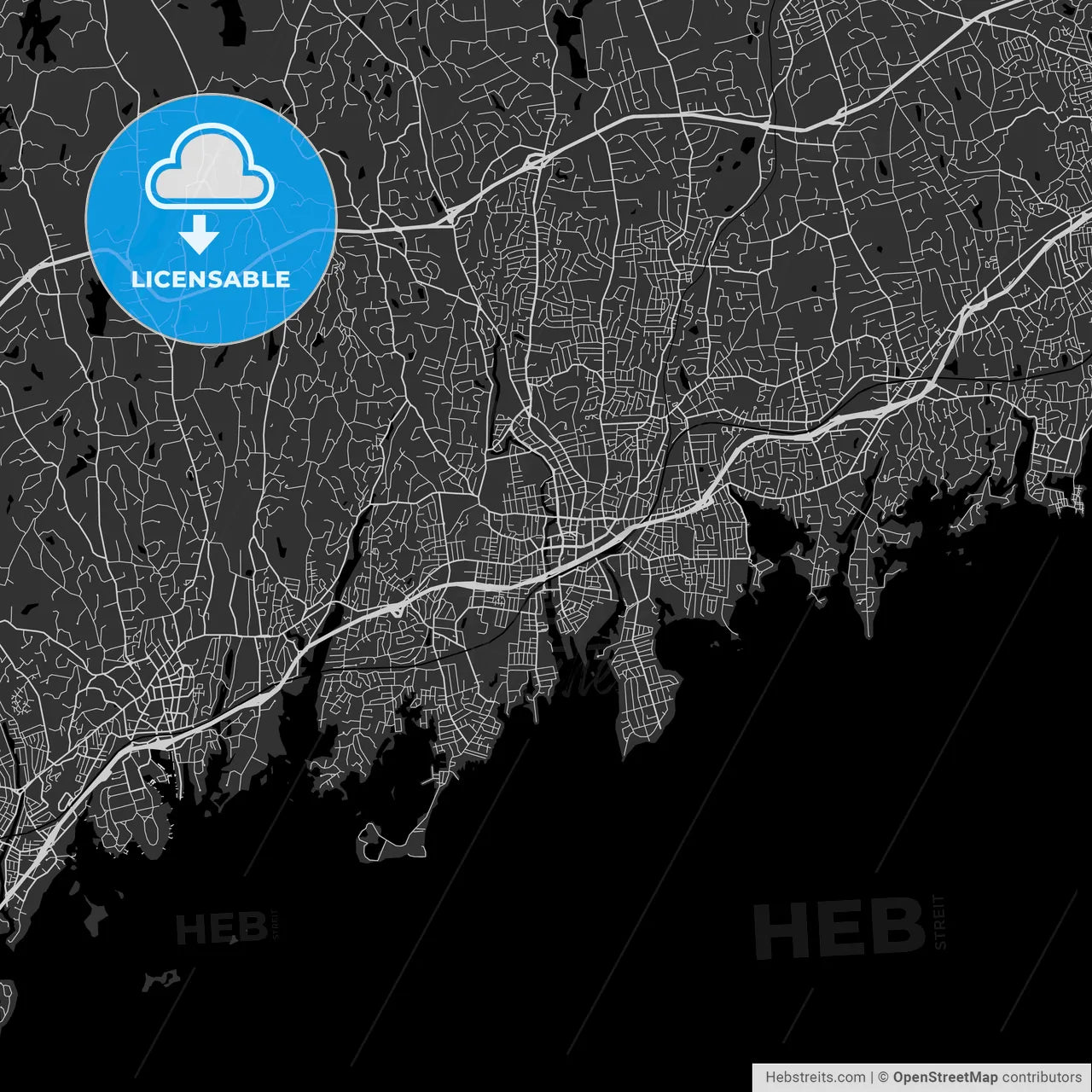 Stamford, Connecticut - Area Map - Dark