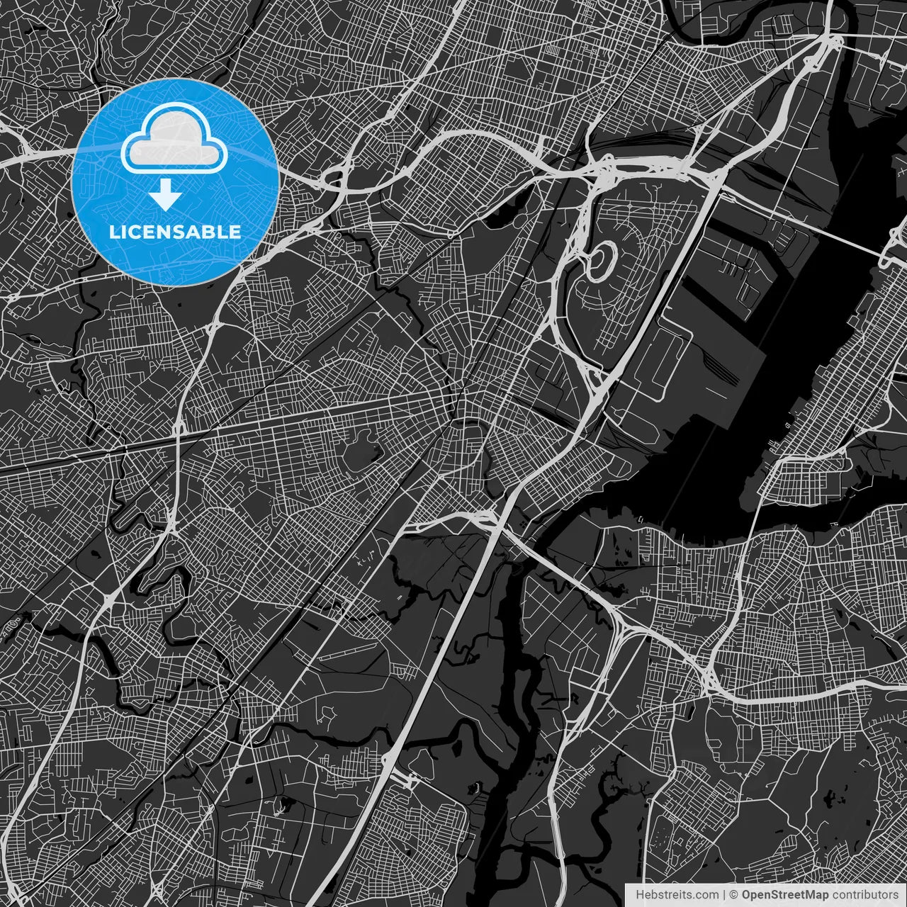 Elizabeth, New Jersey - Area Map - Dark