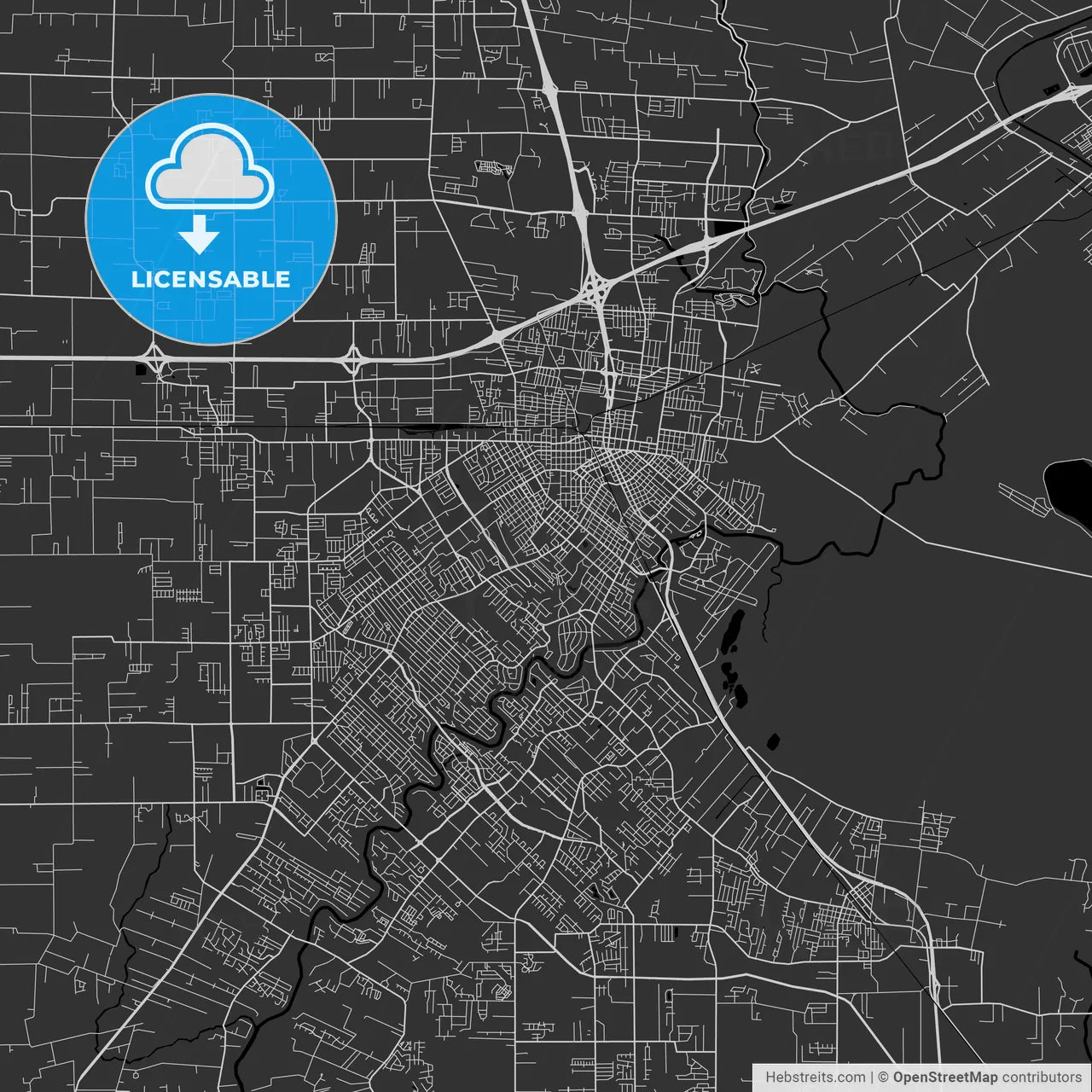 Lafayette, Louisiana - Area Map - Dark