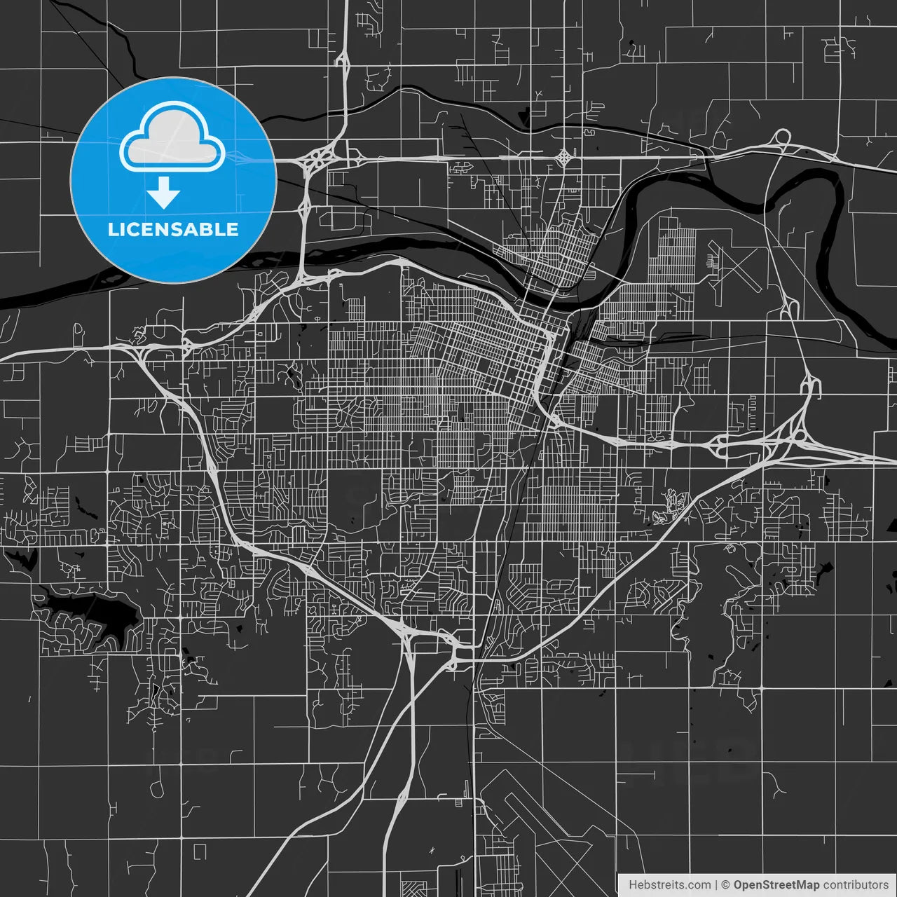 Topeka, Kansas - Area Map - Dark