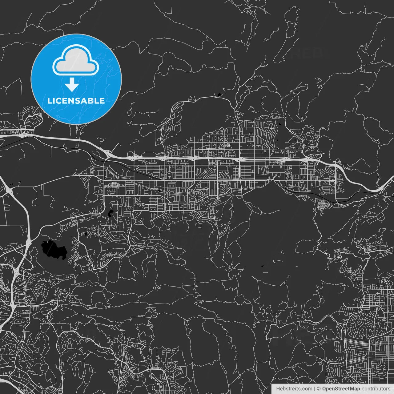 Simi Valley, California - Area Map - Dark
