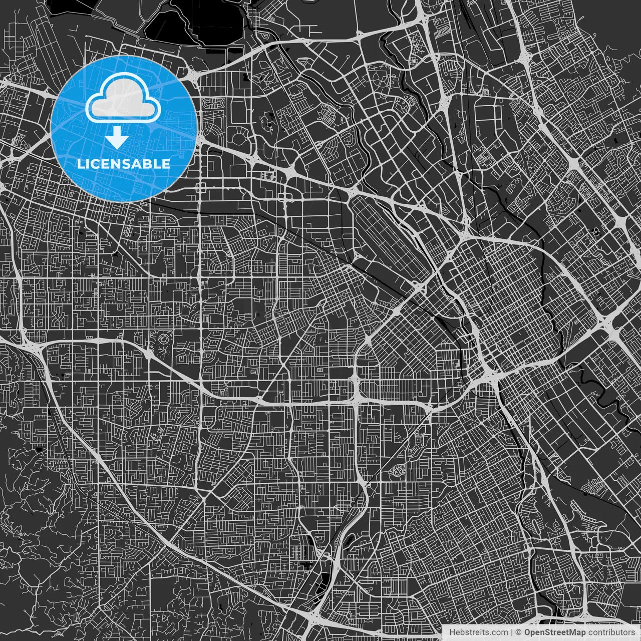Santa Clara, California - Area Map - Dark