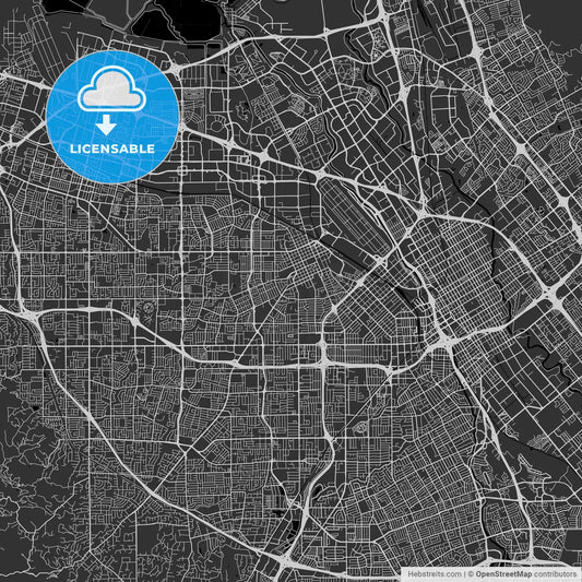 Santa Clara, California - Area Map - Dark