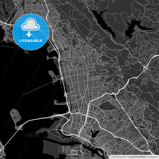 Berkeley, California - Area Map - Dark