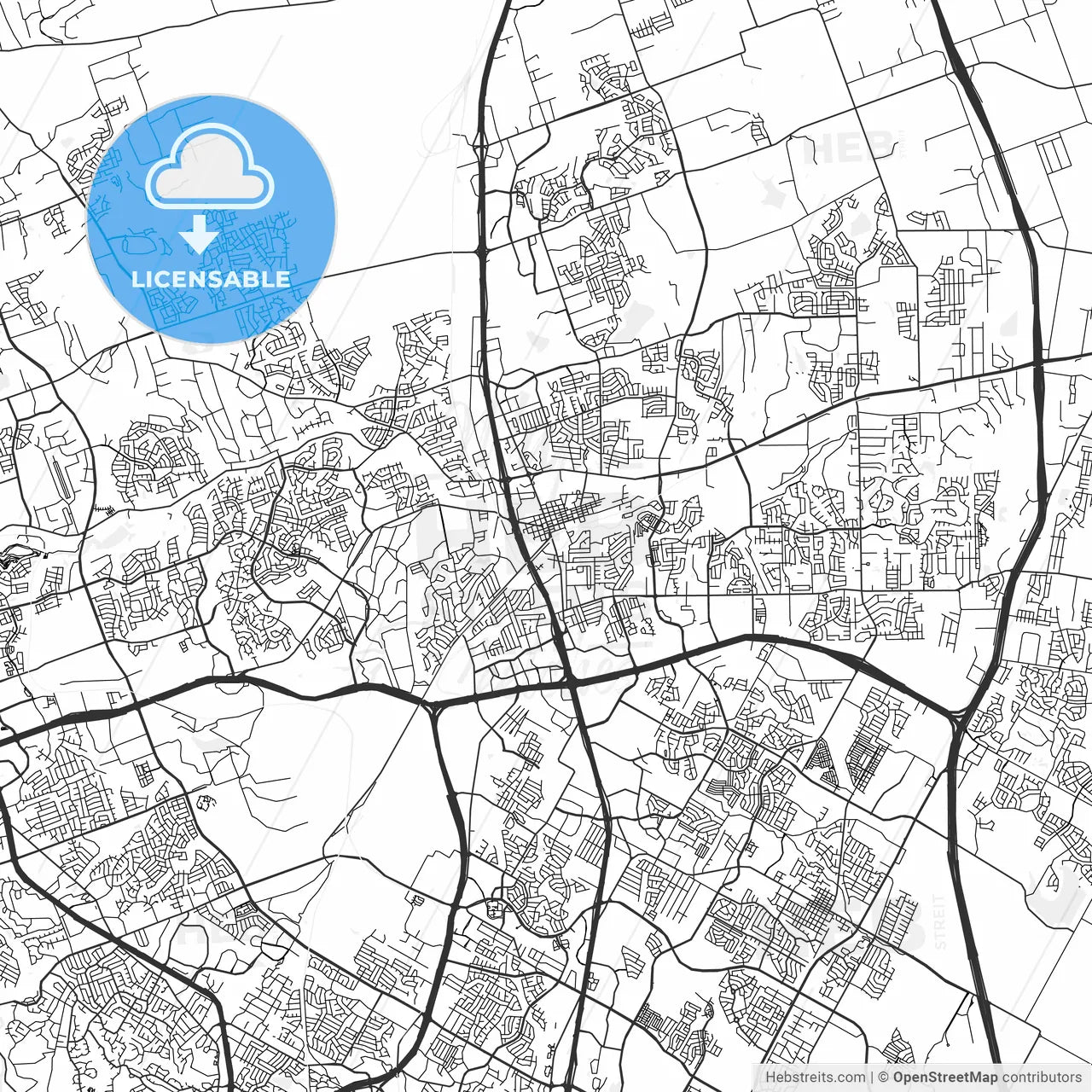 Round Rock, Texas - Area Map - Light