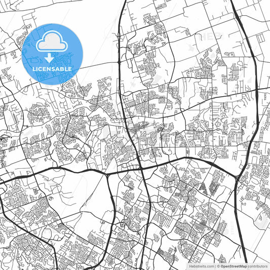 Round Rock, Texas - Area Map - Light