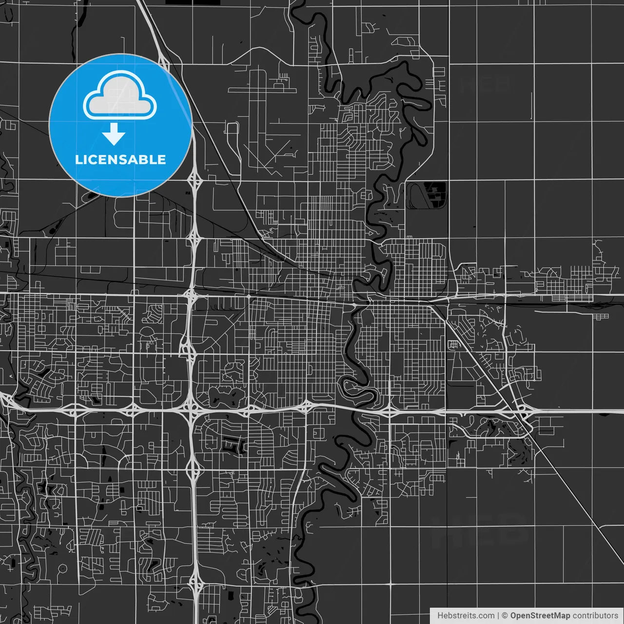 Fargo, North Dakota - Area Map - Dark