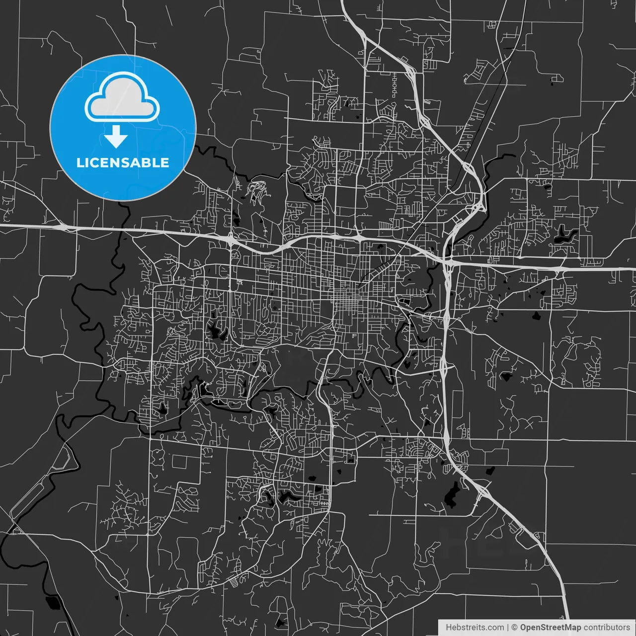 Columbia, Missouri - Area Map - Dark