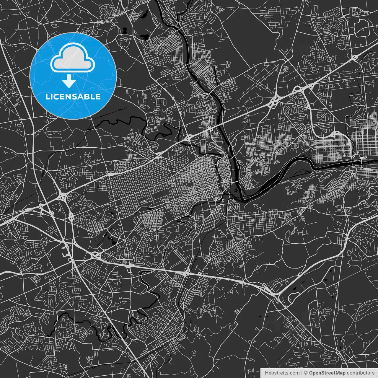 Allentown, Pennsylvania - Area Map - Dark