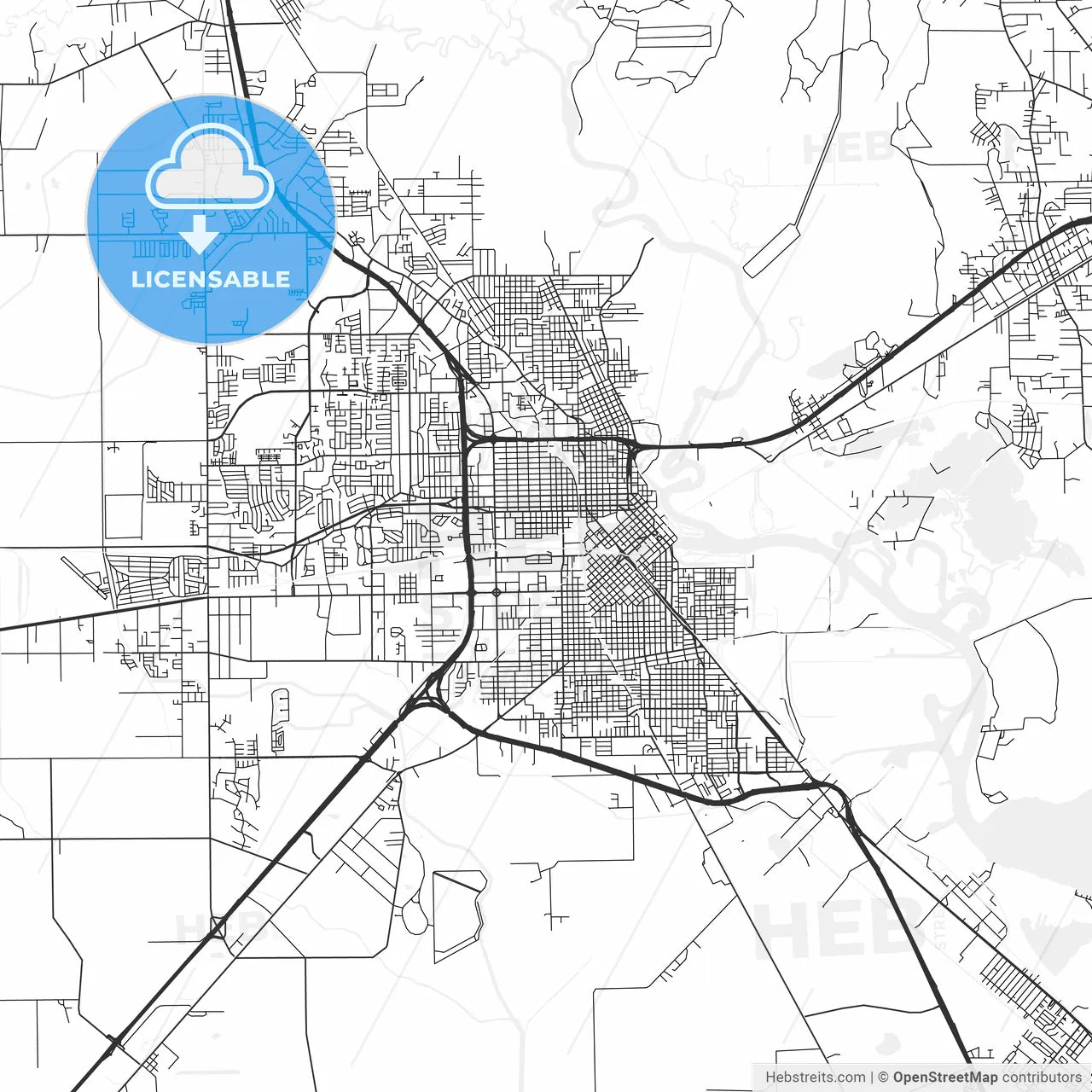 Beaumont, Texas - Area Map - Light