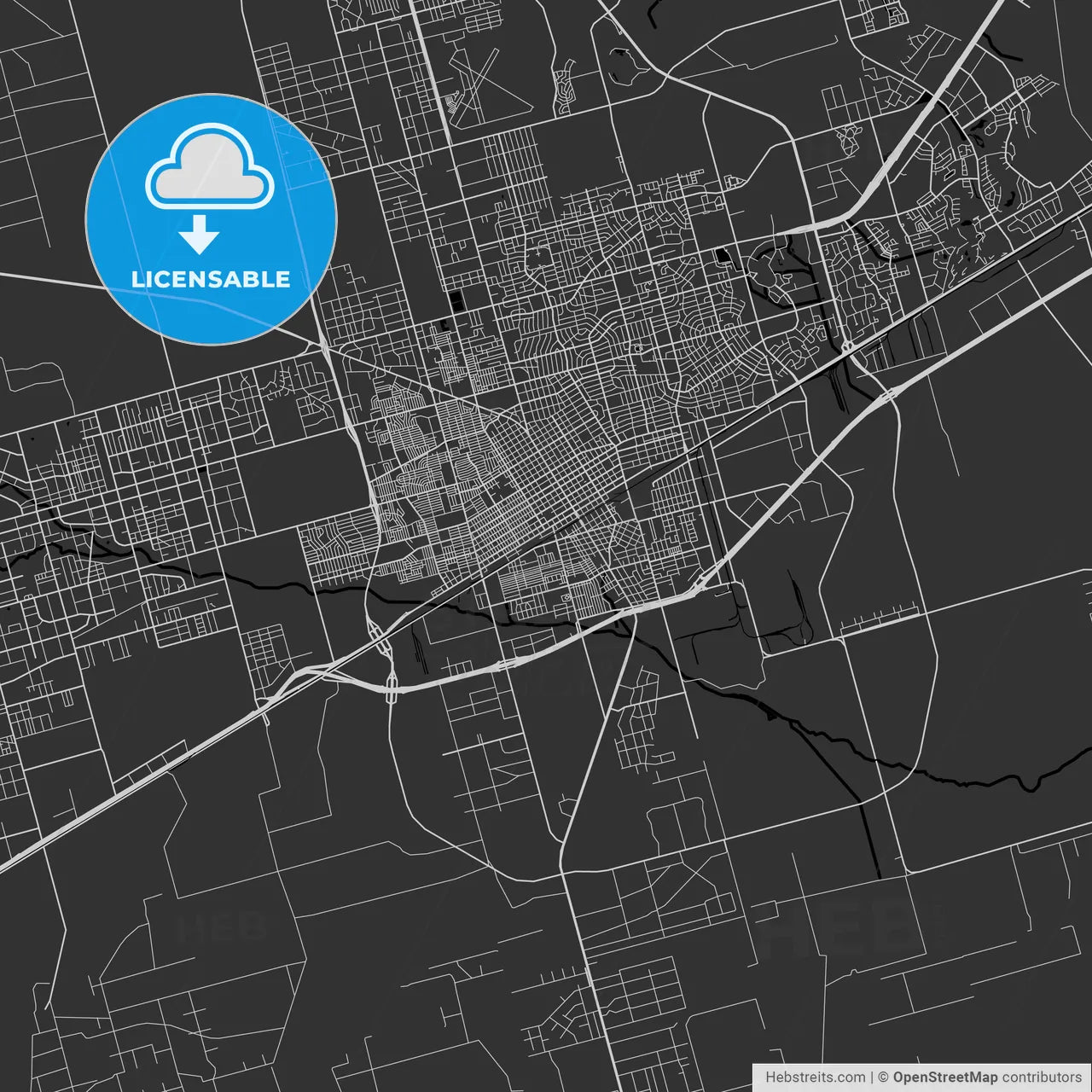 Odessa, Texas - Area Map - Dark